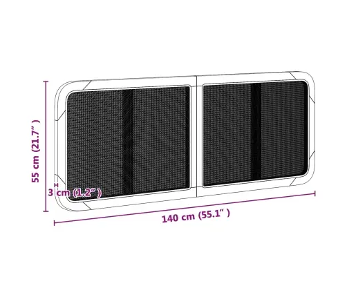 Galvgalis Ar Galvas Klāju Dabiska 140 X 55 X 3 Cm Rotangpalma Vidaxl