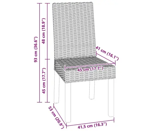 Ēdamistabas Krēsls 2 Pcs Dabiska 45 X 54 X 93 Cm Vidaxl