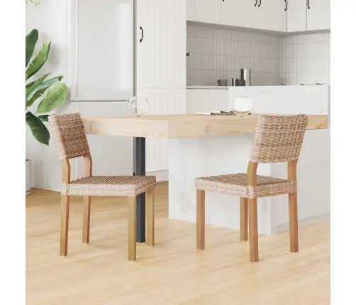 Valgomasis Krėslas 2 Pcs Natūrali 46 X 55 X 84 Cm Kubu Ratanas