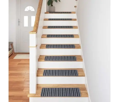 Pašlīmējoši Paklāji Kāpnēm 15 Pcs Pelēka 65 X 21 X 4 Cm Vidaxl