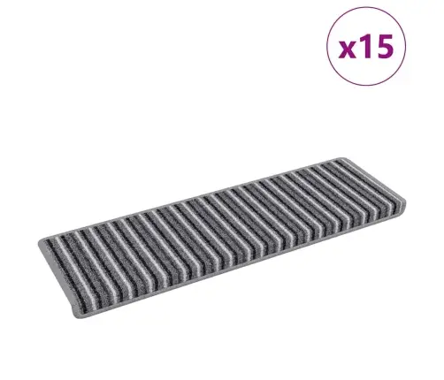 Pašlīmējoši Paklāji Kāpnēm 15 Pcs Pelēka 65 X 21 X 4 Cm Vidaxl