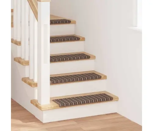 Savaime Prilipantys Laiptų Kilimėliai Dryžuotas 15 Pcs Ruda