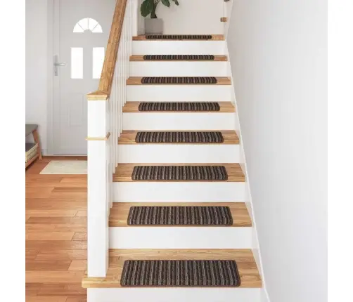 Savaime Prilipantys Laiptų Kilimėliai Dryžuotas 15 Pcs Ruda