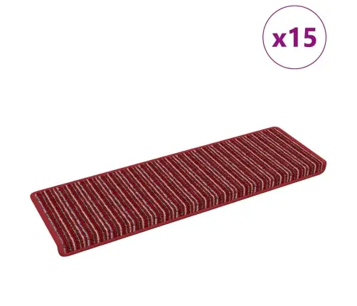 Pašlīmējoši Paklāji Kāpnēm 15 Pcs Sarkana 65 X 21 X 4 Cm Vidaxl