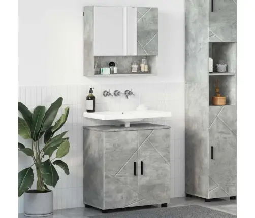 Vannas Istabas Mēbeļu Komplekts Ar Durvīm 2 Pcs Betona Pelēka Vidaxl