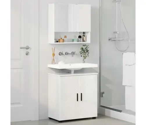 Vannas Istabas Mēbeļu Komplekts Ar Durvīm 2 Pcs Spīdīgi Balta Vidaxl