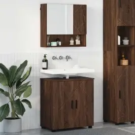Vannas Istabas Mēbeļu Komplekts Ar Durvīm 2 Pcs Brūns Ozols Vidaxl