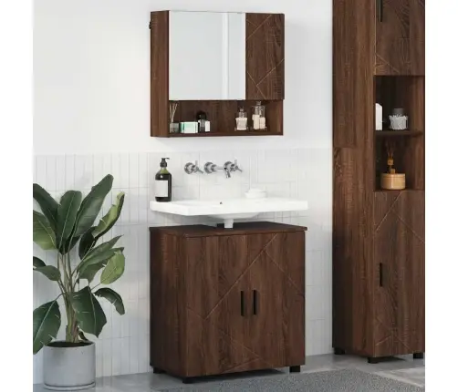 Vannas Istabas Mēbeļu Komplekts Ar Durvīm 2 Pcs Brūna Ozolkoka Vidaxl