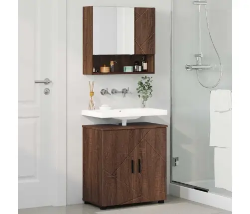 Vannas Istabas Mēbeļu Komplekts Ar Durvīm 2 Pcs Brūna Ozolkoka Vidaxl