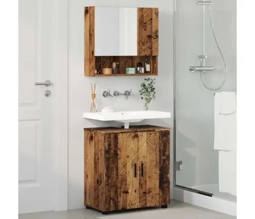 Vannitoa Mööbleset Uksega 2 Pcs Vana Puit Tehispuit & Metall