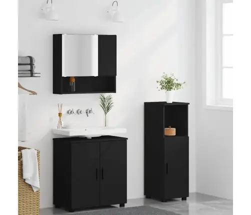 Vannitoa Mööbleset Ladustamisega 3 Pcs Must Tehispuit & Metall