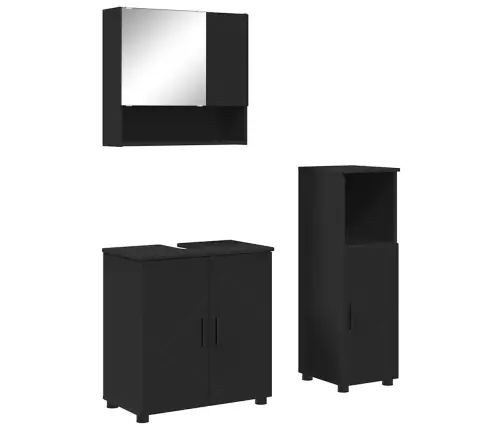 Vannitoa Mööbleset Ladustamisega 3 Pcs Must Tehispuit & Metall