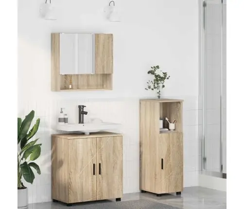 Vannas Istabas Mēbeļu Komplekts Ar Durvīm 3 Pcs Sonomas Ozola Vidaxl