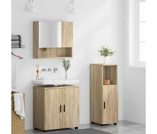 Vannas Istabas Mēbeļu Komplekts Ar Durvīm 3 Pcs Sonomas Ozola Vidaxl