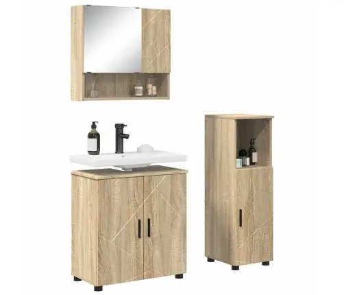 Vannas Istabas Mēbeļu Komplekts Ar Durvīm 3 Pcs Sonomas Ozola Vidaxl