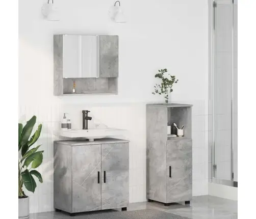 Vannas Istabas Mēbeļu Komplekts Ar Durvīm 3 Pcs Betona Pelēka Vidaxl