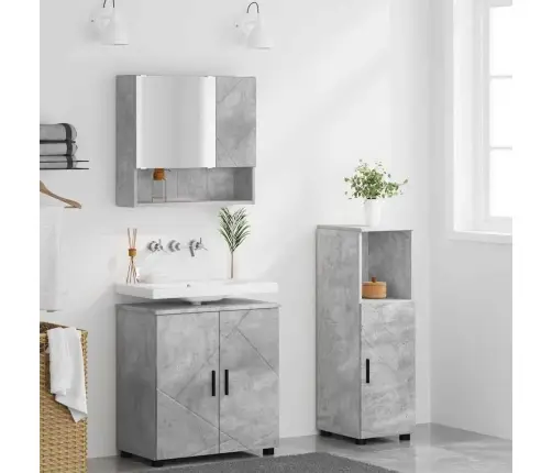 Vannas Istabas Mēbeļu Komplekts Ar Durvīm 3 Pcs Betona Pelēka Vidaxl