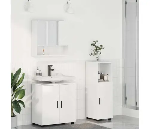 Vannas Istabas Mēbeļu Komplekts Ar Durvīm 3 Pcs Spīdīgi Balta Vidaxl