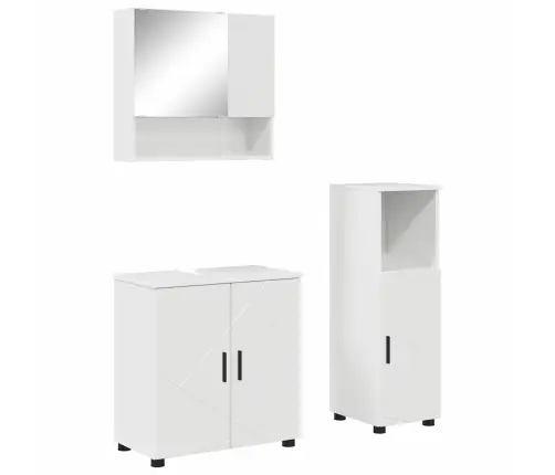 Vannas Istabas Mēbeļu Komplekts Ar Durvīm 3 Pcs Spīdīgi Balta Vidaxl
