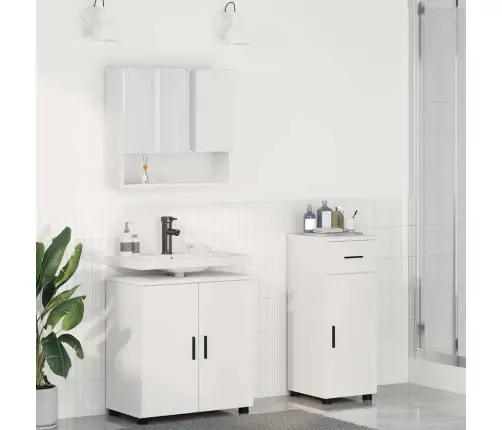 Vannas Istabas Mēbeļu Komplekts Ar Atvilktni 3 Pcs Balts Vidaxl