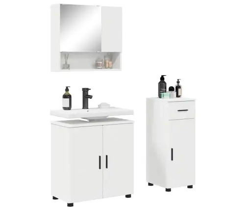Vannas Istabas Mēbeļu Komplekts Ar Atvilktni 3 Pcs Balts Vidaxl