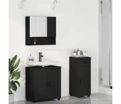 Vannas Istabas Mēbeļu Komplekts Ar Atvilktni 3 Pcs Melna Vidaxl