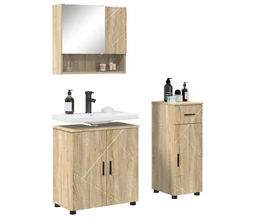 Vannas Istabas Mēbeļu Komplekts Ar Atvilktni 3 Pcs Sonoma Ozols Vidaxl