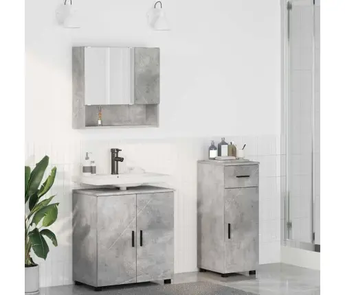 Vannas Istabas Mēbeļu Komplekts Ar Durvīm 3 Pcs Betona Pelēks Vidaxl