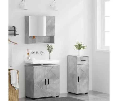 Vannas Istabas Mēbeļu Komplekts Ar Durvīm 3 Pcs Betona Pelēks Vidaxl