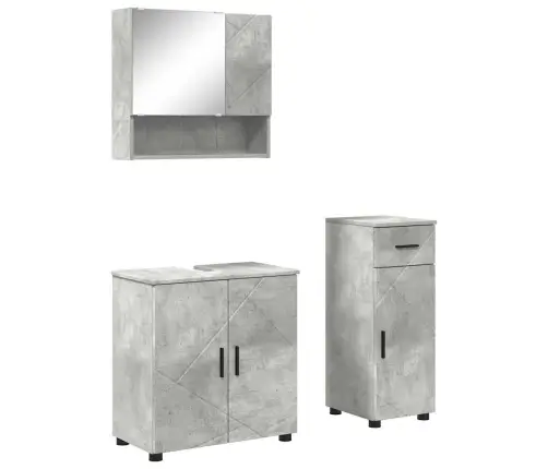 Vannas Istabas Mēbeļu Komplekts Ar Durvīm 3 Pcs Betona Pelēks Vidaxl