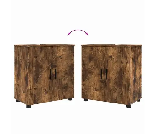 Vonios Baldų Rinkinys Su Stalčių 3 Pcs Rūkyta Ąžuolas