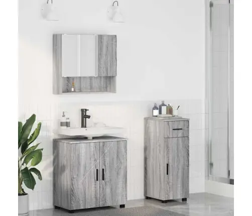 Vannitoa Mööbleset Uksega 3 Pcs Hall Sonoma Tehispuit & Metall