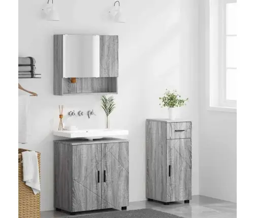 Vannitoa Mööbleset Uksega 3 Pcs Hall Sonoma Tehispuit & Metall