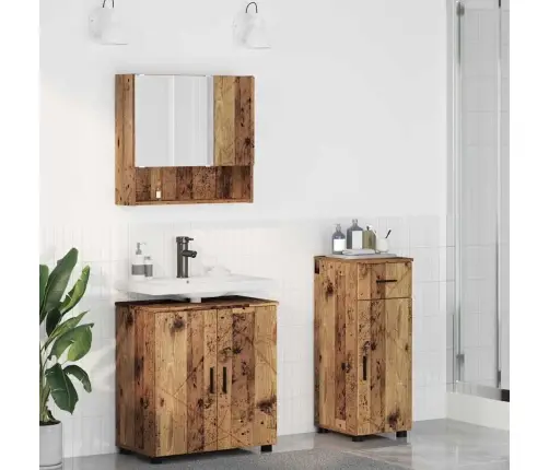 Vonios Baldų Rinkinys Su Stalčių 3 Pcs Senovinis Medis