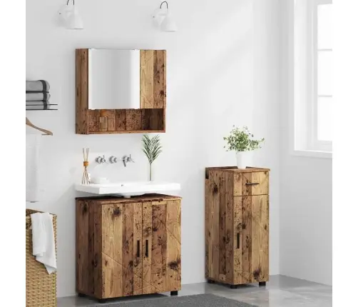 Vonios Baldų Rinkinys Su Stalčių 3 Pcs Senovinis Medis