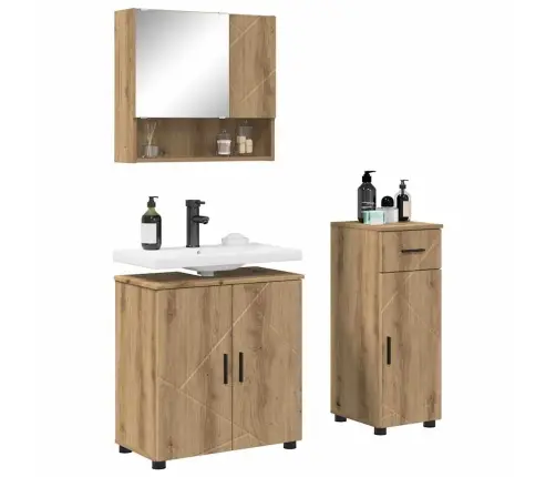 Vannas Istabas Mēbeļu Komplekts Ar Durvīm 3 Pcs Artisānā Ozols Vidaxl