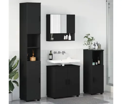 Vannitoa Mööbleset Ladustamisega 4 Pcs Must Tehispuit & Metall