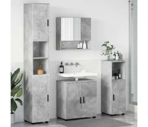 Vannas Istabas Mēbeļu Komplekts Ar Durvīm 4 Pcs Betona Pelēka Vidaxl
