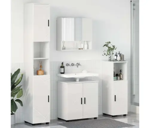 Vannas Istabas Mēbeļu Komplekts Ar Durvīm 4 Pcs Spīdīgi Balta Vidaxl