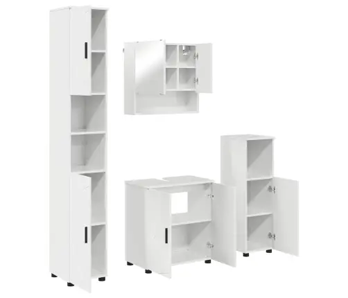 Vannas Istabas Mēbeļu Komplekts Ar Durvīm 4 Pcs Spīdīgi Balta Vidaxl