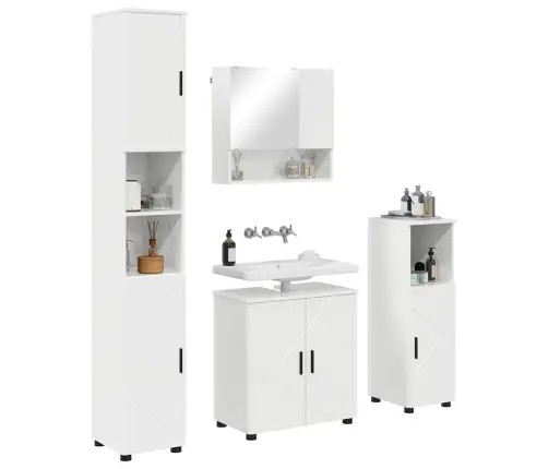 Vannas Istabas Mēbeļu Komplekts Ar Durvīm 4 Pcs Spīdīgi Balta Vidaxl