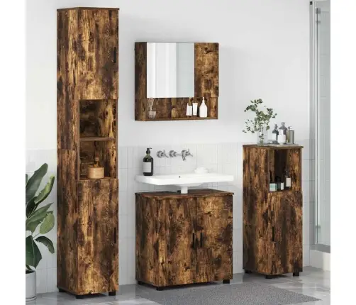 Vannas Istabas Mēbeļu Komplekts 4 Pcs Dūmakaina Ozolkoka Vidaxl