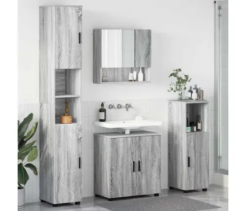 Vannas Istabas Mēbeļu Komplekts 4 Pcs Pelēka Sonomas Ozola Vidaxl