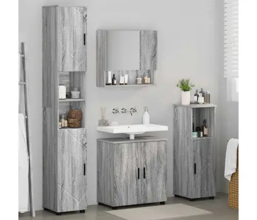 Vannas Istabas Mēbeļu Komplekts 4 Pcs Pelēka Sonomas Ozola Vidaxl
