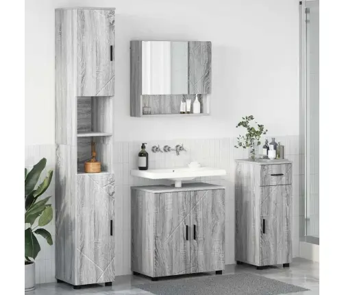 Vannitoa Mööbleset Uksega 4 Pcs Hall Sonoma Tehispuit & Metall