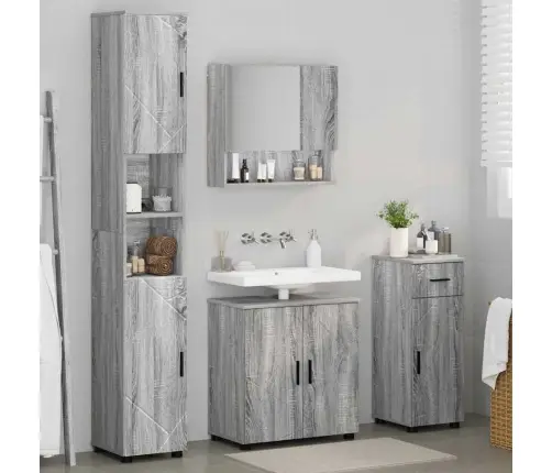 Vannitoa Mööbleset Uksega 4 Pcs Hall Sonoma Tehispuit & Metall