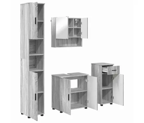 Vannitoa Mööbleset Uksega 4 Pcs Hall Sonoma Tehispuit & Metall