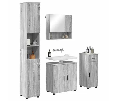 Vannitoa Mööbleset Uksega 4 Pcs Hall Sonoma Tehispuit & Metall