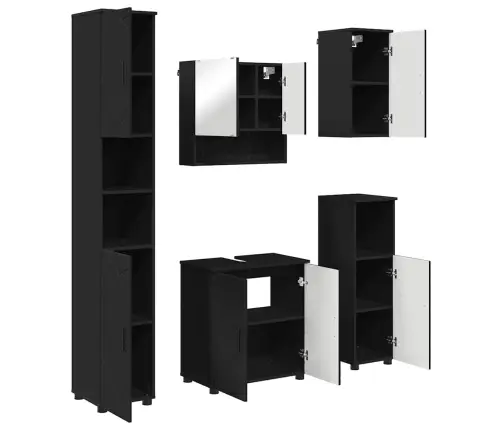 Vannas Istabas Mēbeļu Komplekts 5 Pcs Melna 61 X 35 X 64 Cm Vidaxl