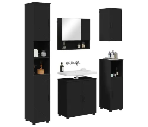 Vannas Istabas Mēbeļu Komplekts 5 Pcs Melna 61 X 35 X 64 Cm Vidaxl